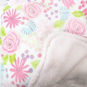 Parent's Choice Floral Butterfly Baby Blanket Tulip pink plush flowers Walmart